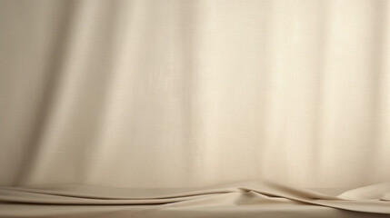 Poster - empty curtains stage light on beige background. mock up product display podium with generative ai.