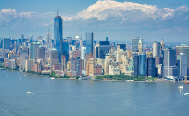 Wall Mural - New York City skyline from helicopter