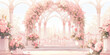 Wedding flower arch floral archway anniversary background backdrop art, generated ai 