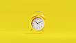 3d rendering a yellow alarm clock floating above the yellow floor and background.