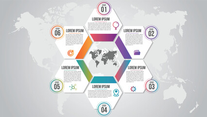 Wall Mural - business infographics template.presentation with 6 steps or options.can be used for workflow layout,