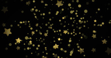 Composition Of Gold Stars And Spots On Black Background