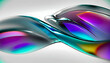 abstract background colorful transparent glossy glass liquid flowing. Holographic curved wave in motion. Iridescent design element for banner background, wallpaper