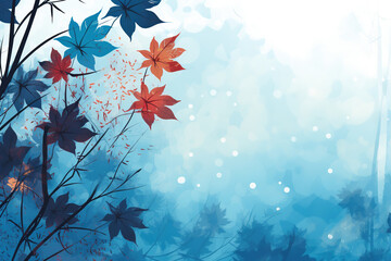 Poster - Blue background with an autumn theme