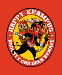 Wall Mural - Happy Krampus Naughty Children Beware