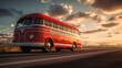 Red retro bus back