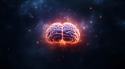 Wall Mural - The human brain: A source of energy flashes, exploring the concept of brain power