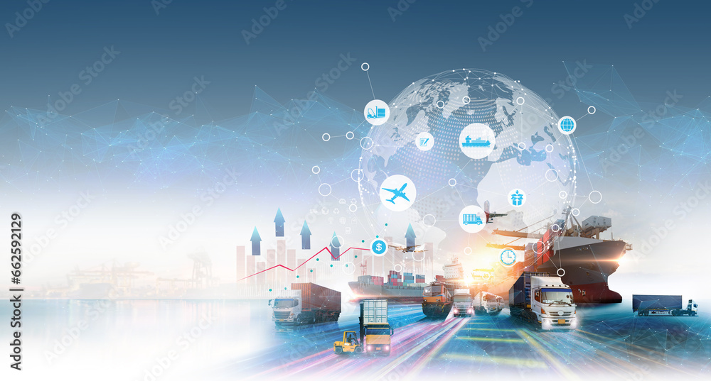 Global business of Container Cargo freight train for Business logistics ...