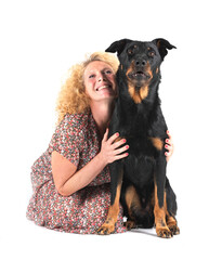 Poster - french shepherd and woman