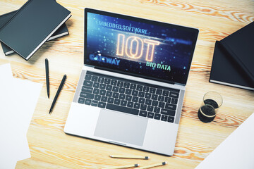 Aufkleber - Creative IOT concept on modern laptop screen. 3D Rendering