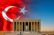 Anitkabir and Turkish Flag with copt space for texts. 10 kasim or 10th november
