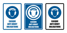 Casque Anti Bruit Obligatoire Equipement Sécurité Travail EPI Icones Rond Bleu