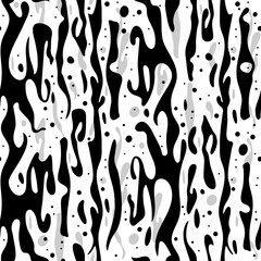 Wall Mural - Simple black and white abstract silhouettes seamless pattern, vector 