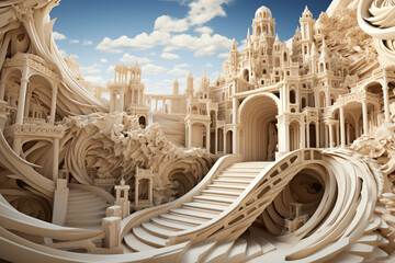 Leinwandbilder - In this abstract representation of the Acropolis of Athens, the architectural elements are deconstructed and reimagined with abstract forms. 