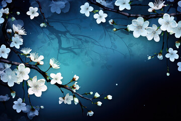 Sticker - Dark blue spring background