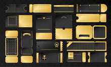高級感のあるクーポン デザイン セット _ ベクター 素材 ゴールド 黒 コピースペース 余白 空白
