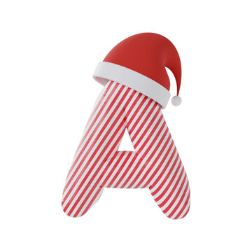 Christmas Alphabet Letter A 3D illustration
