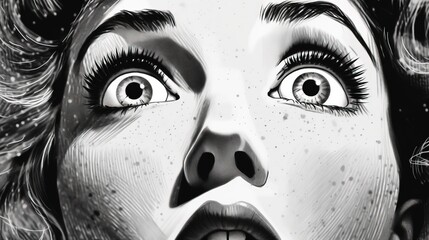 Wall Mural - Vintage black and white photography of a girl face. Fantasy concept , Illustration painting.