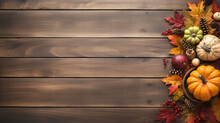 Autumn Banner, With Yellow Autumn Leaves And Copy Space For Text 