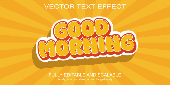 3d text effect good morning vector