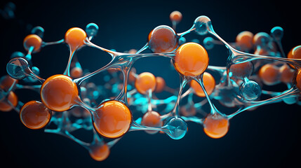 3d abstract molecular structure with glass molecules model.