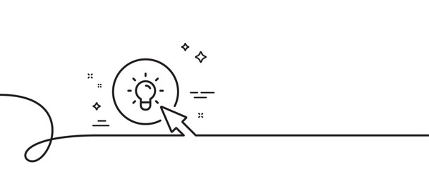 Poster - idea lamp line icon. continuous one line with curl. mouse cursor sign. light bulb symbol. energy sin