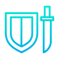 Wall Mural - Outline Gradient sword and shield icon