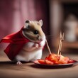 A hamster in a devil costume, complete with a pitchfork and a mischievous grin3