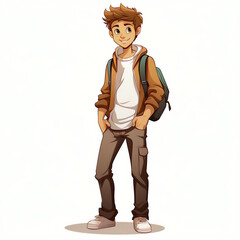 Professional full body teenage boy cartoon vector