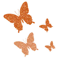 Wall Mural - Orange butterfly glitter on transparent background. A flock of butterflies.Design for decorating,background, wallpaper, illustratio