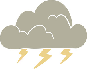 cute cartoon cloud with thunder illustration.