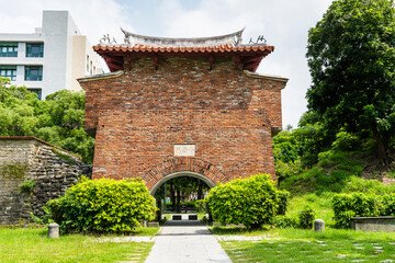 Wall Mural - The formerly East Gate remains of Tainan Prefectural City Wall and Minor West Gate, Taiwan. It is part of the National Cheng Kung University campus.