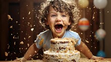 A Young Boy Celebrates His Birthday With Cake, Candles, And Friends