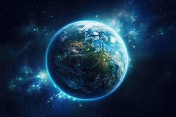Wall Mural - Illustration of planet Earth with light and clouds in outer space