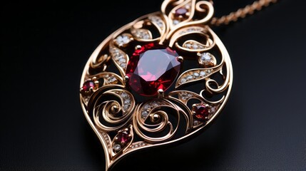 Sticker - A ruby Luxury pendant with fancy diamond