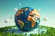 low poly earth globe illustration. World Environment Day