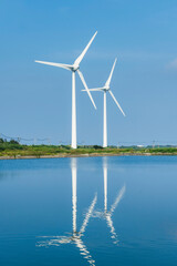 Wall Mural - The wind power plant, energy systems, and renewable energy are on the west coast of Taiwan.