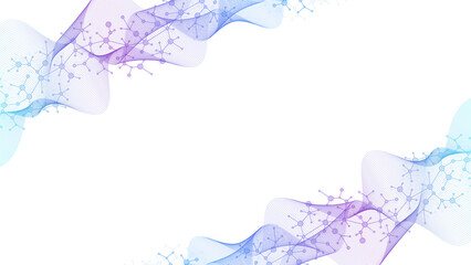 Poster - Molecular abstract structure background. Scientific illustration with molecule DNA. Medical, science and technology concept for banner template or header.