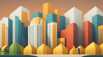 Wall Mural - Building business illustrations for background. Real estate business background. Abstract, Building Exterior, Urban Skyline, Cityscape Banner design background. Cityscape Blueprint Art