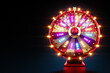 Colorful wheel of fortune on a dark background, casino concept, luck, luck, gambling, gambling establishments. Website template, mobile application, entertainment. 3D illustration, 3D Render.