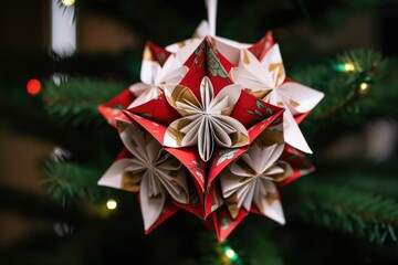 Wall Mural - japanese origami decoration on a christmas tree