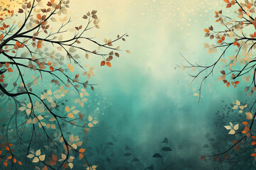 Wall Mural - Cool teal-toned background for autumn themes