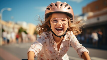 Energetic Young Girl Enjoying a Sunny Day Bicycle Ride