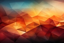 Background Of Intersecting Red And Orange Triangles With A Fiery Gradient, Generative AI