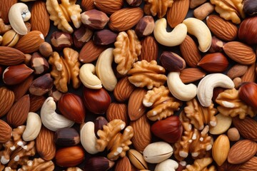 Poster - close-up view of a variety of mixed nuts