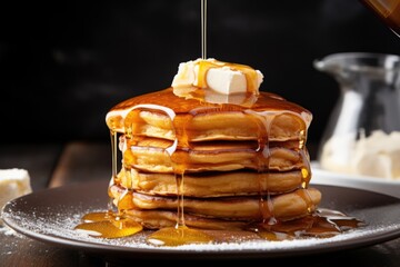 Sticker - a tower of pancakes topped with melting butter and syrup