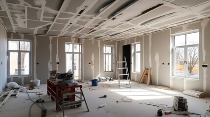 Aufkleber - Drywall installation at new home for under construction, Easiest way to do partition for interior wall.