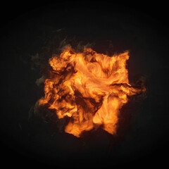 Poster - Magical tongues of flame with swirls of smoke on a dark background. 3d rendering digital illustration