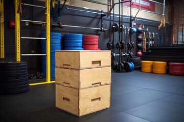 Canvas Print - crossfit jump box stacked in a corner of the gym