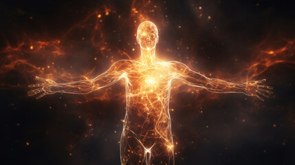 Wall Mural - Exploring the Cosmic Bond: Humanity's Connection to the Universe